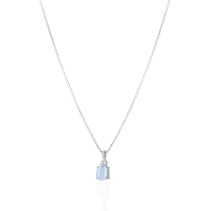 925 Sterling Silver June Month Sqaure Moonstone Birthstone Chain Pendant For Women