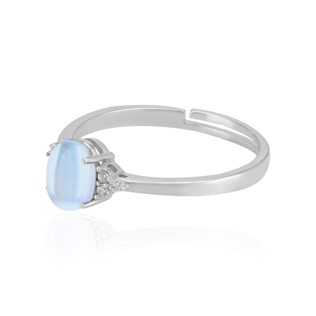 Sterling Silver June Month Sqaure Moonstone Birthstone Ring For Women