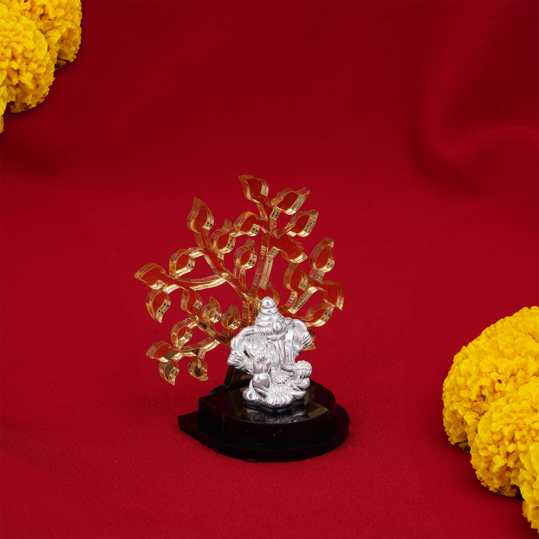 925 Sterling Silver Kalpaka Viruksha Ganesha Idol with Rosewood Base