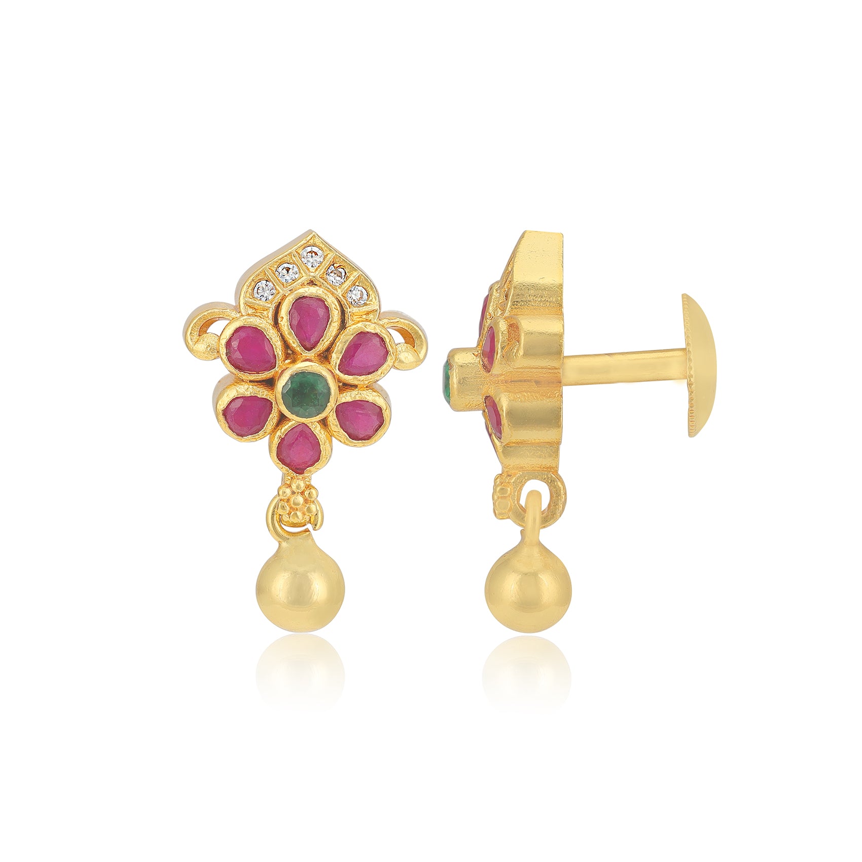 925 Sterling Silver Kemp Flower Motif Earrings For Women