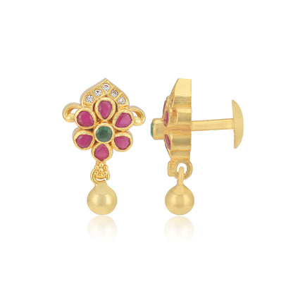 925 Sterling Silver Kemp Flower Motif Earrings For Women