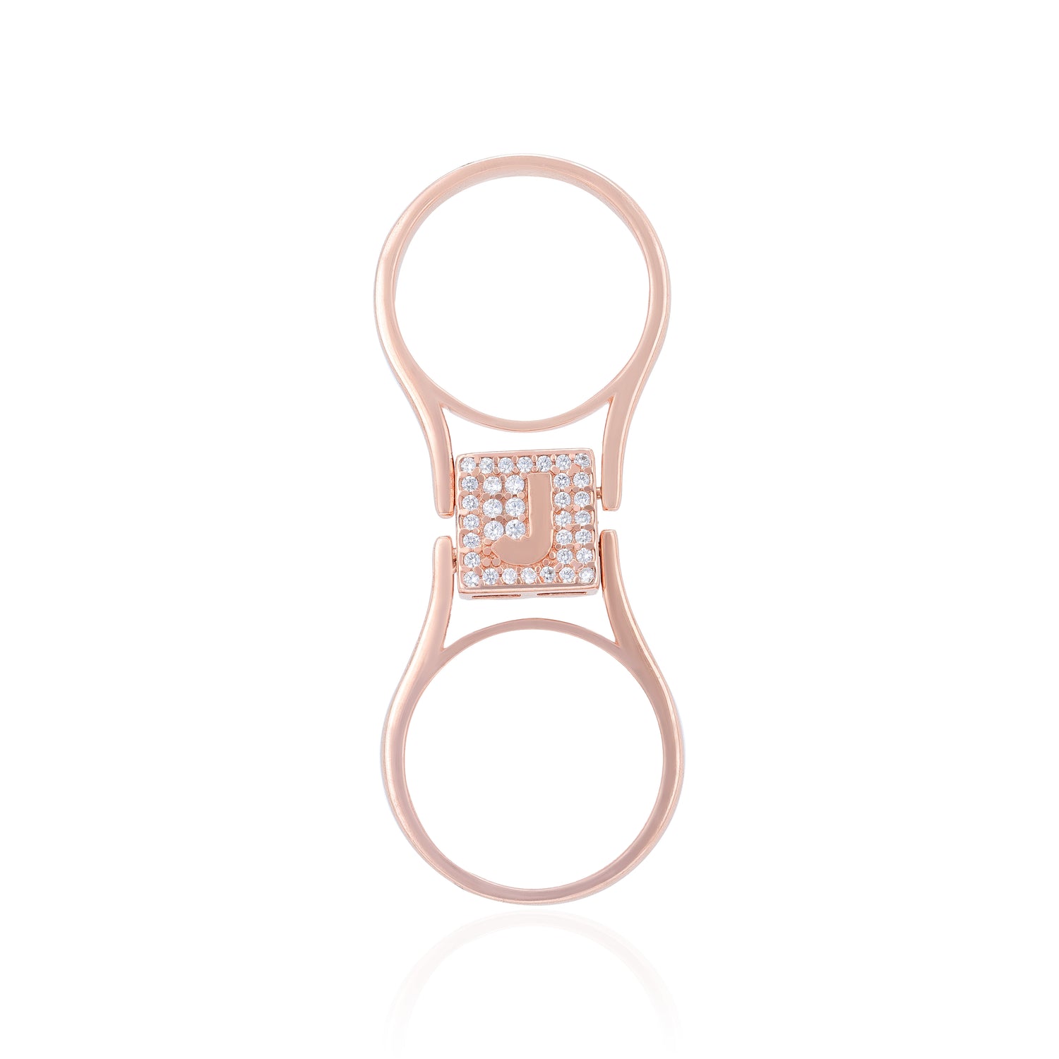 925 Sterling Silver Lasting Charm J Rose Gold Plated Convertible Ring for Women