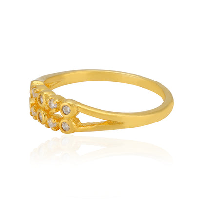 925 Sterling Silver Layered LuxeCluster Gold Plated Ring for Women