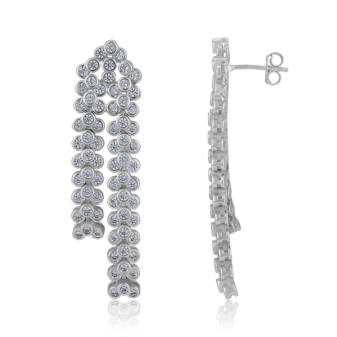 925 Sterling Silver Layered Orbit-Inspired Dangle Earrings for Women