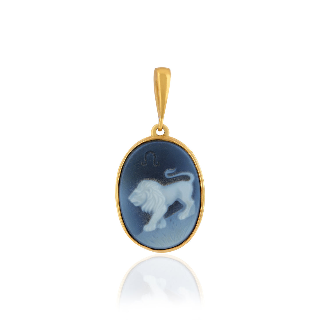 925 Sterling Silver Leo Zodiac Agate Gold Plated Pendant for Men and Women