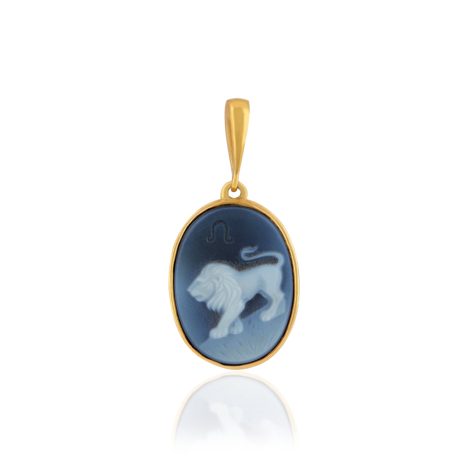 925 Sterling Silver Leo Zodiac Agate Gold Plated Pendant for Men and Women
