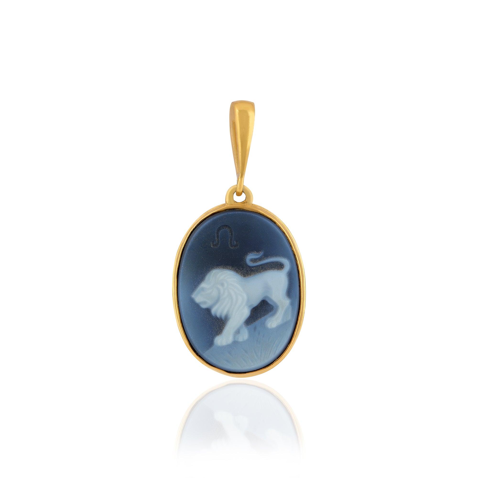 925 Sterling Silver Leo Zodiac Agate Gold Plated Pendant for Men and Women