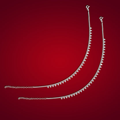 925 Sterling Silver Light Chain Triangle Charms Anklets For Women