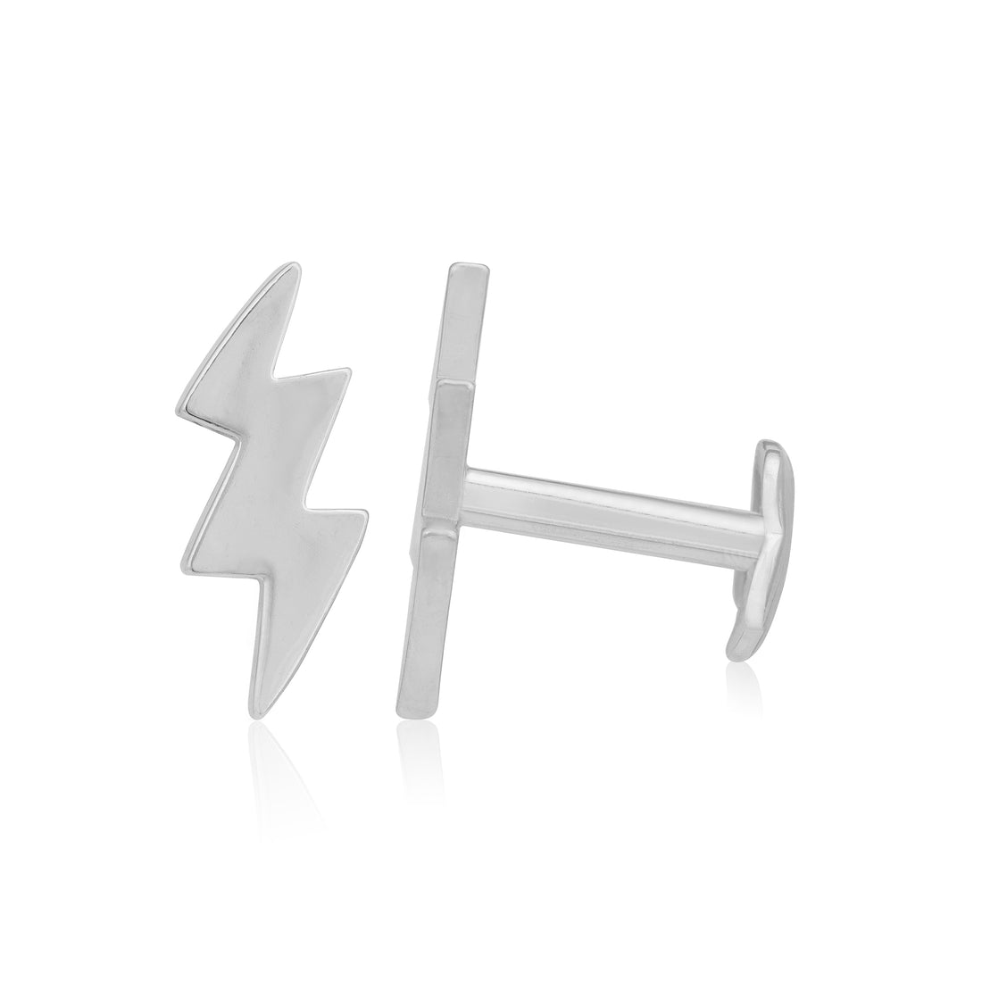925 Sterling Silver Lightning Strike Rhodium Plated Studs For Women