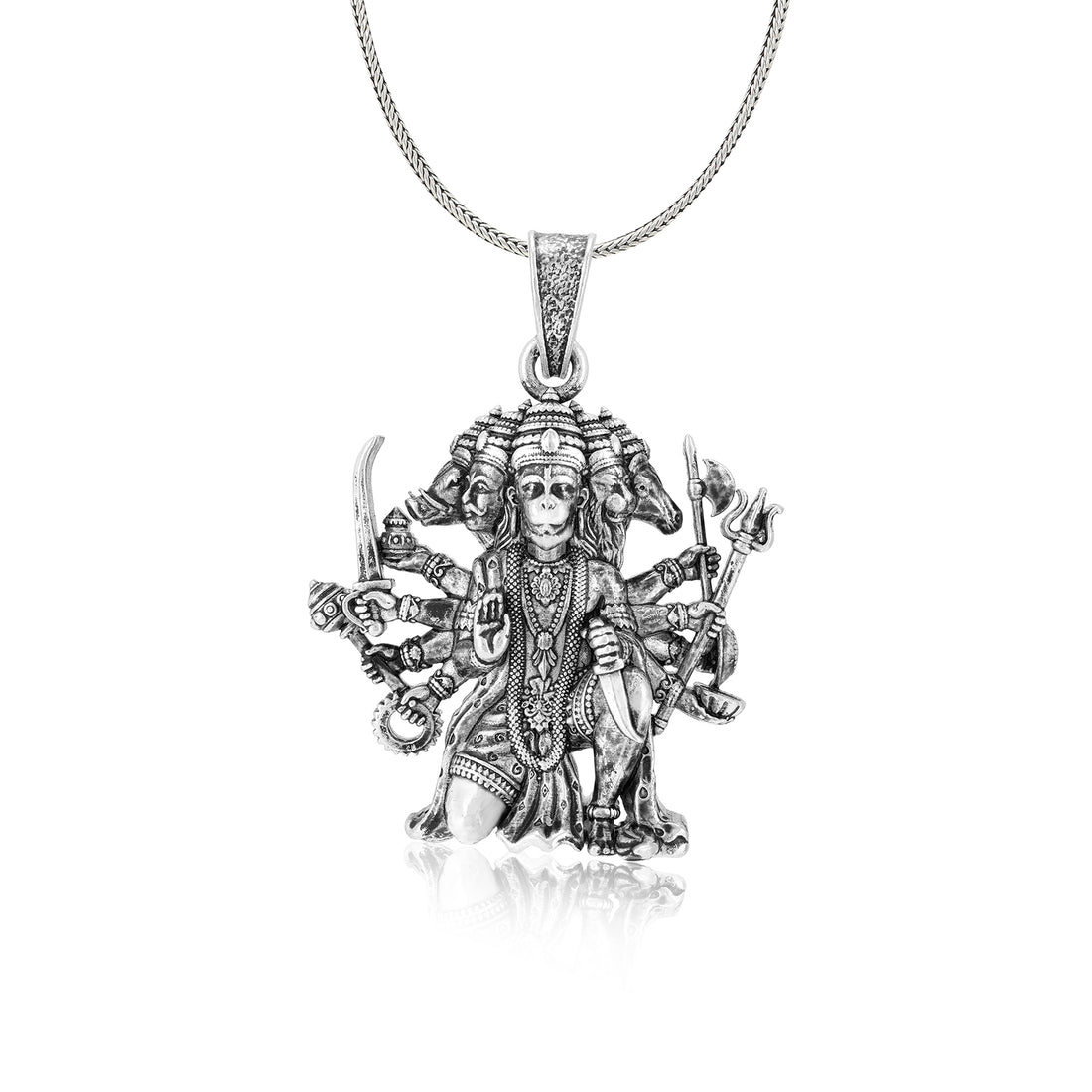 925 Sterling Silver Lord Panchamukhi Hanuman Oxidised Pendants For Men &amp; Women
