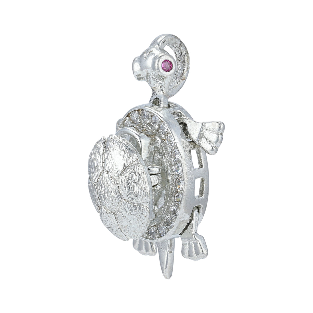 925 Sterling Silver Lucky Turtle Shell Rhodium Plated Pendant for Women