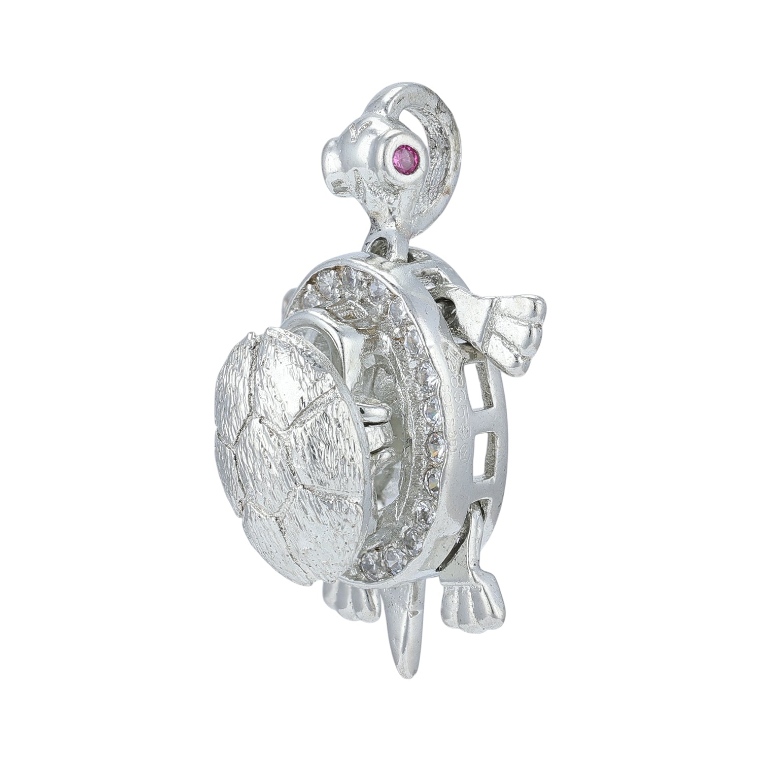 925 Sterling Silver Lucky Turtle Shell Rhodium Plated Pendant for Women