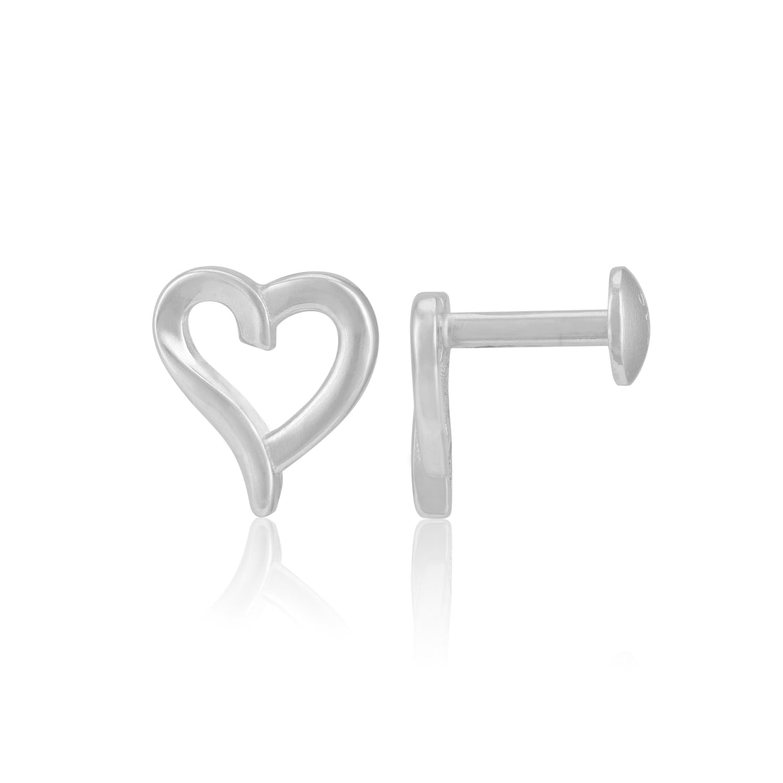925 Sterling Silver Luna Outline Heart Rhodium Plated Earrings for Women