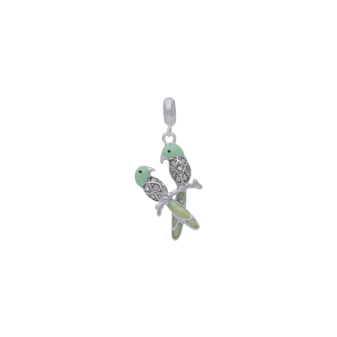 925 Sterling Silver Lush Green Lovebirds Pendant for Kids