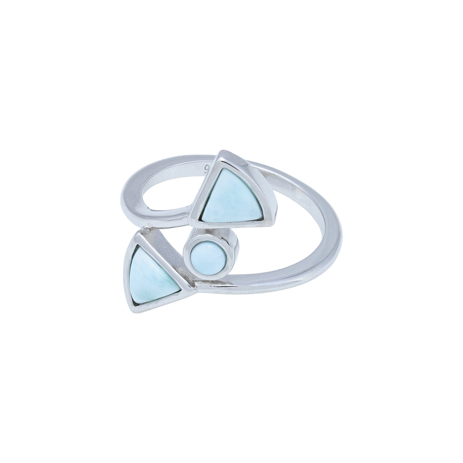 925 Sterling Silver Lustrous Grid Blue Centered Rings For Women