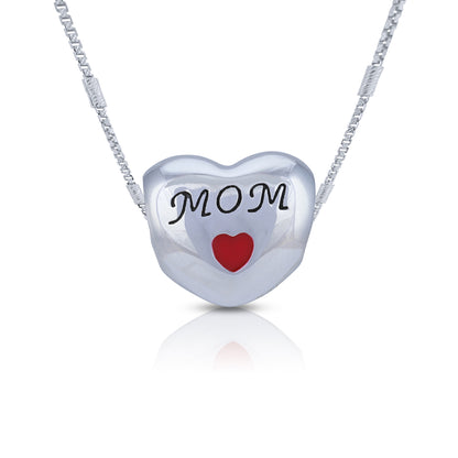 925 Sterling Silver MOM Tribute Heart Elegant Charm Pendant for Women