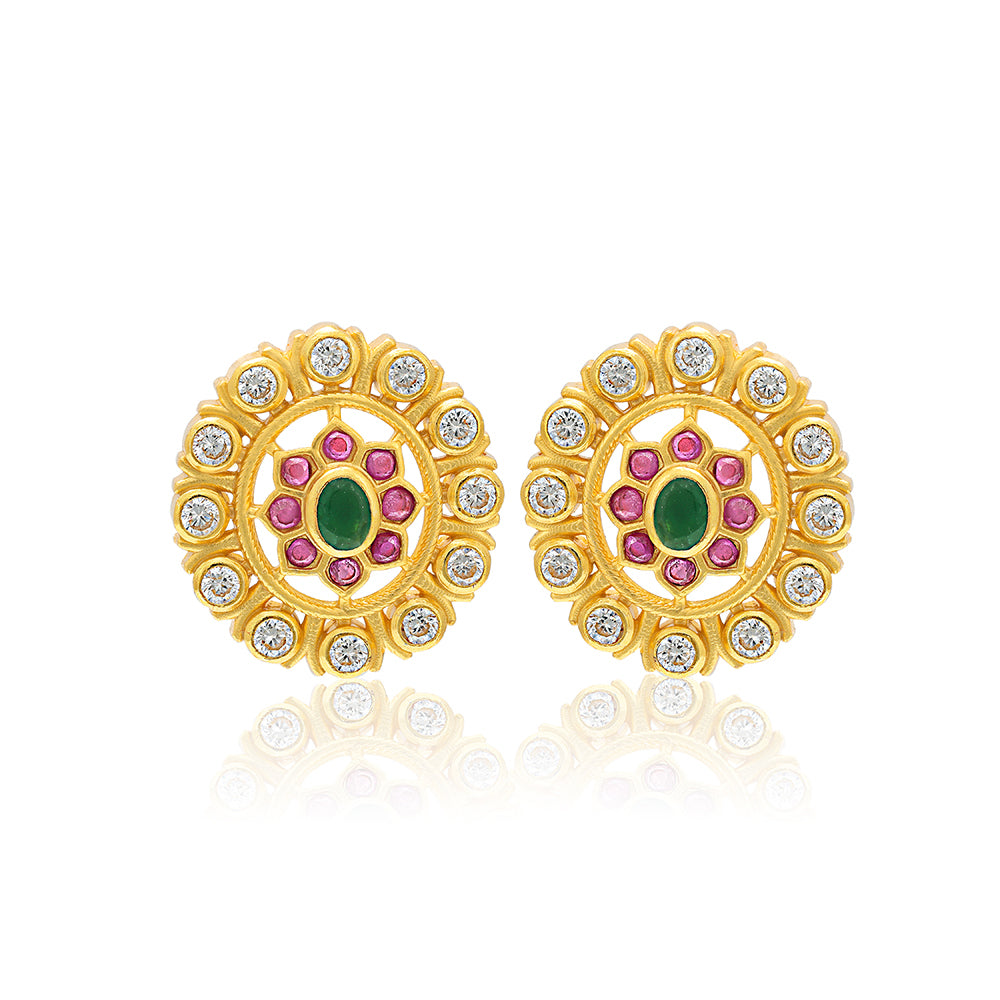925 Sterling Silver Madhura Petals Gold Plated Stud for Women