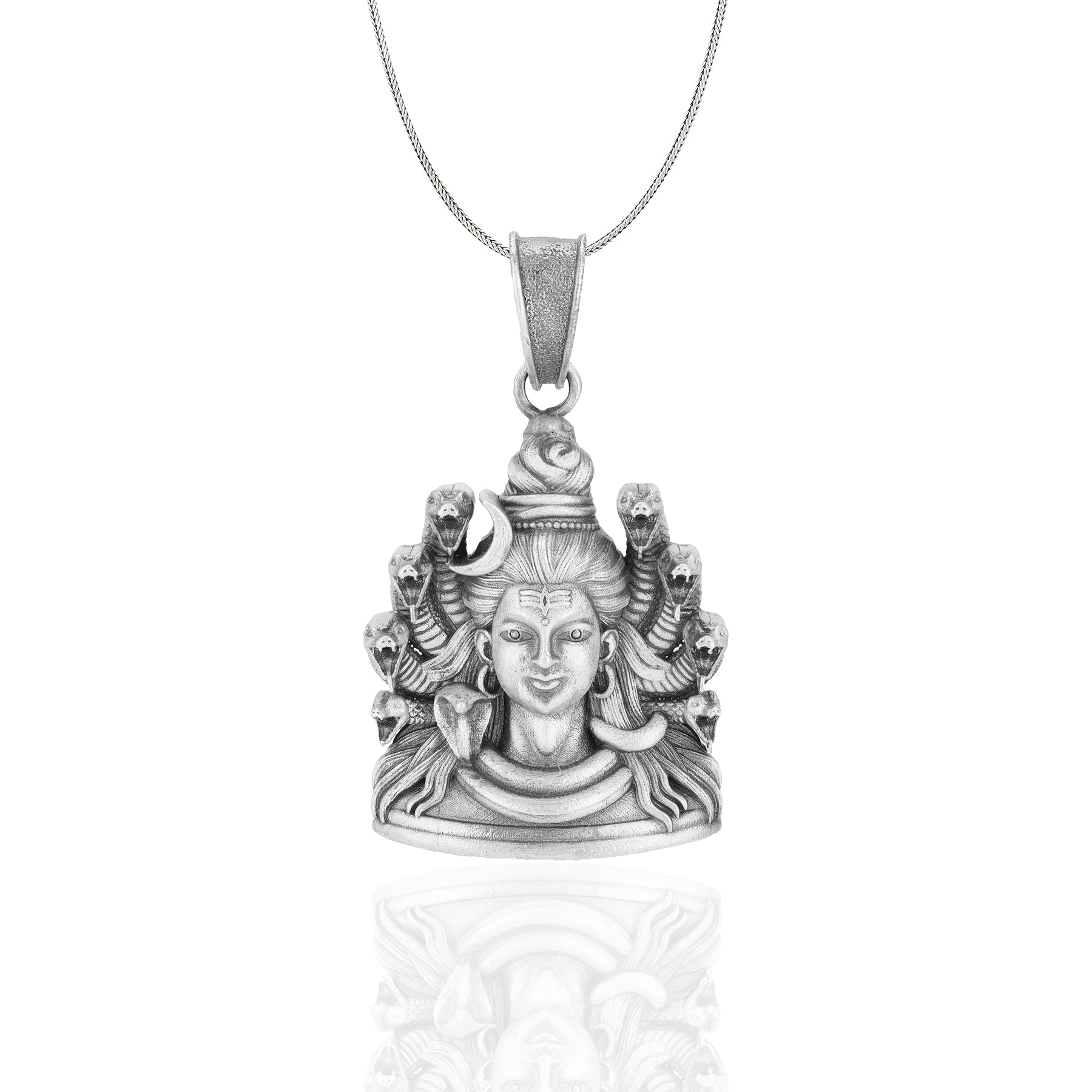 925 Sterling Silver Mahadev Serpent Protection Oxidised Pendants for Men &amp; Women