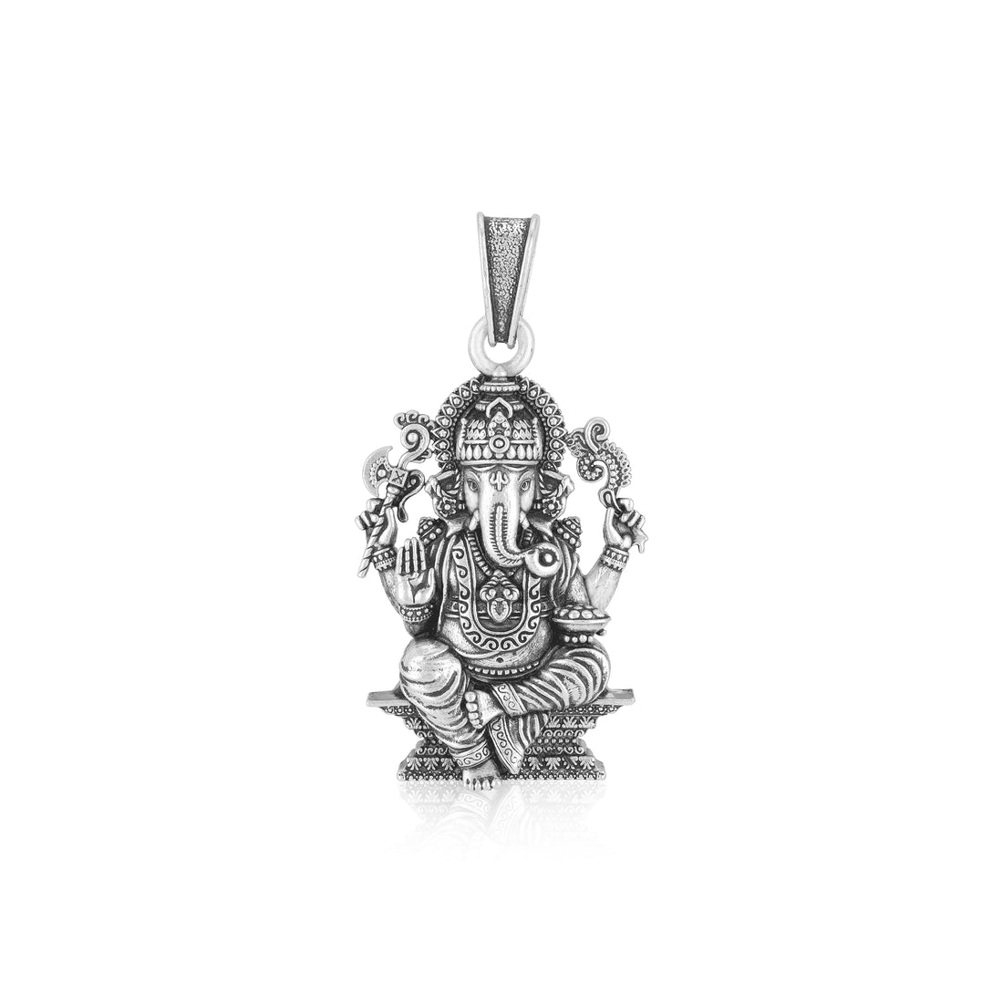 925 Sterling Silver Majestic Vinayaka Oxidised Pendants for Men &amp; Women