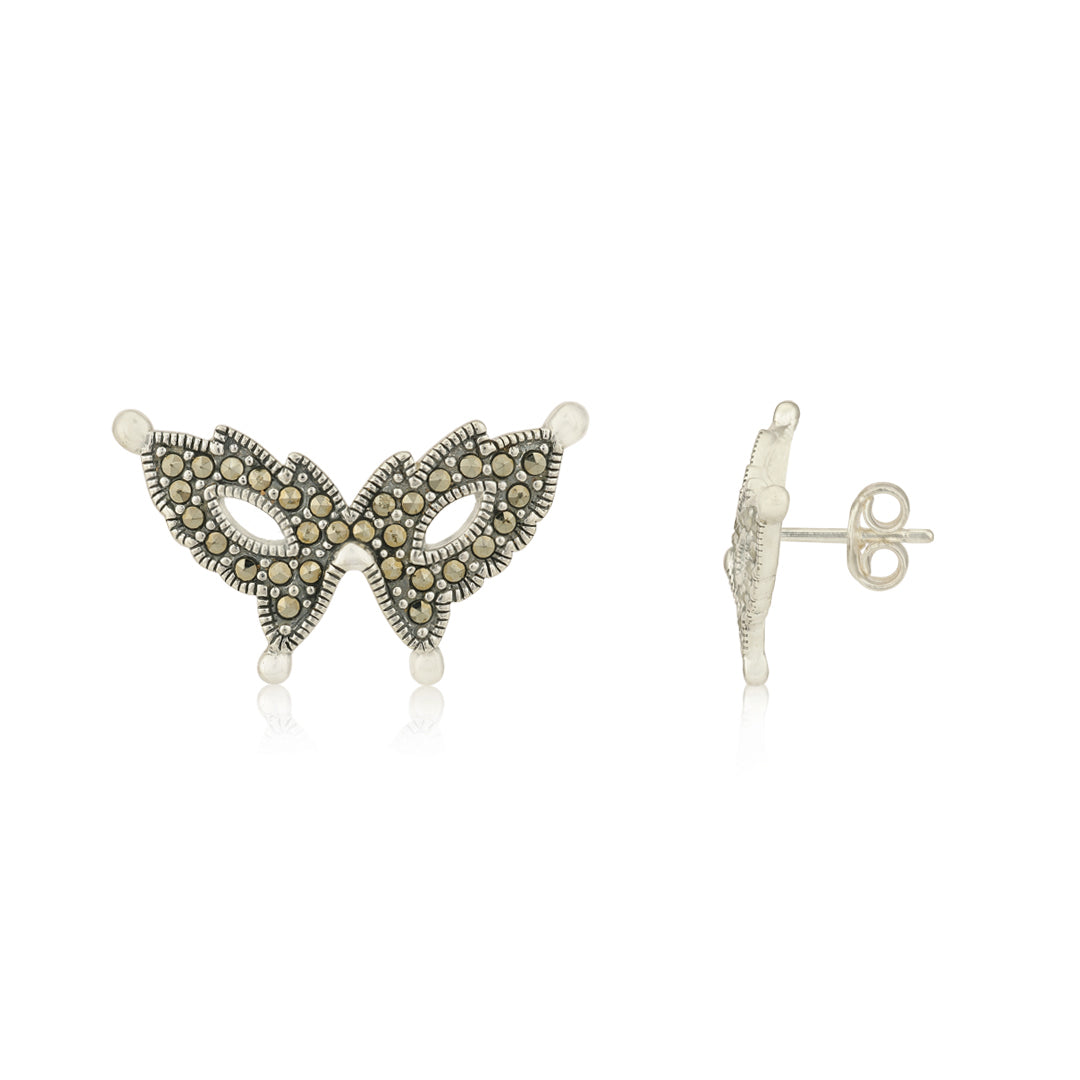 Sterling Silver Markasite Couture Mask Earring