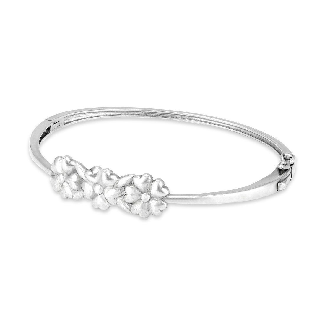 925 Sterling Silver Matte Floral Trio Sculpted Petal Detailing Bracelet for Women