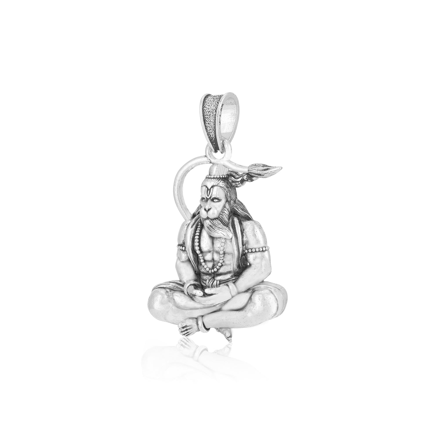 925 Sterling Silver Meditation Lord Hanuman Oxidised Pendants for Men &amp; Women