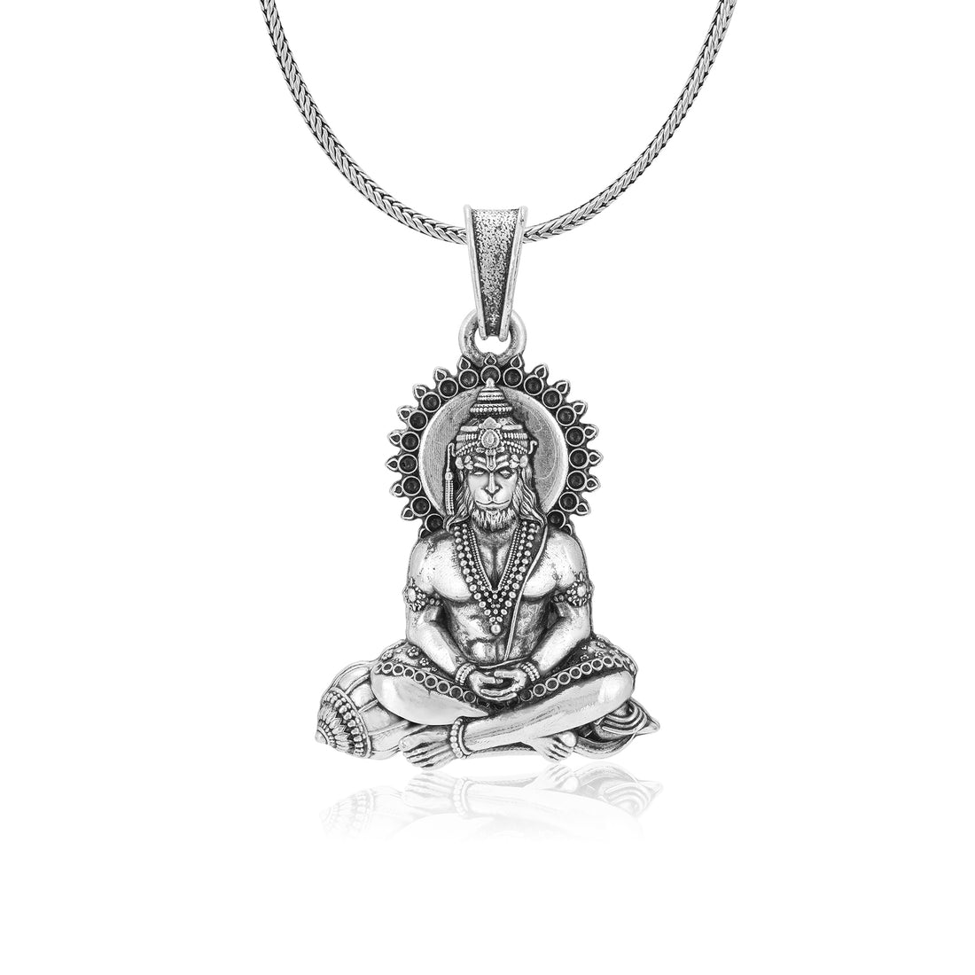 925 Sterling Silver Meditative Hanuman Oxidised Pendants for Men & Women