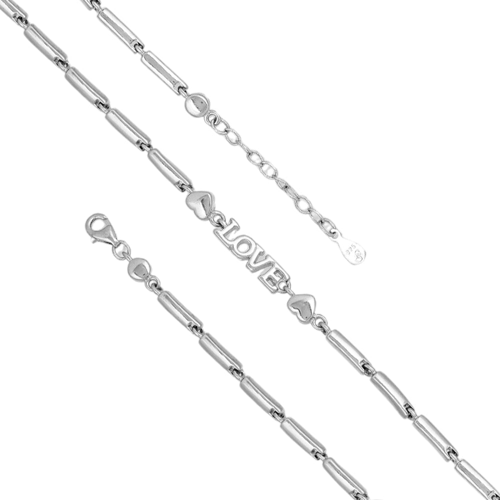 925 Sterling Silver Melon Seeds Chain Love Rhodium Plated Bracelets For Women
