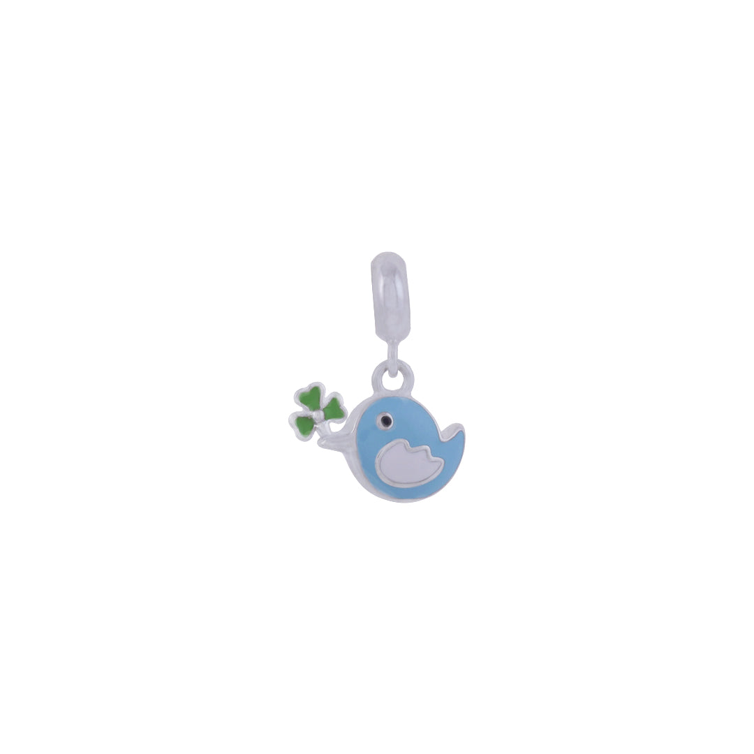 925 Sterling Silver Mini Blue Bird Rhodium Plated Pendant For Kids