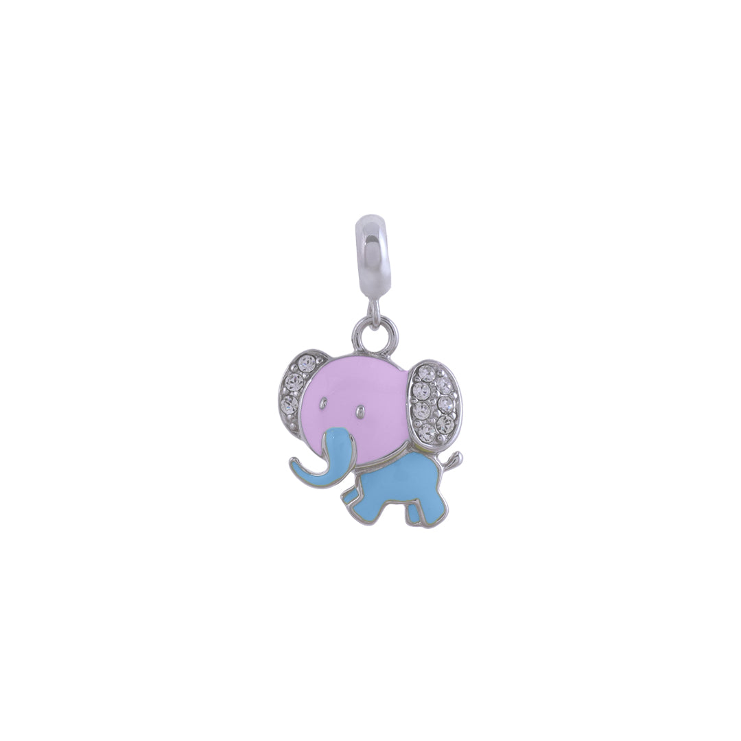 925 Sterling Silver Mini Blue Elephant Rhodium Plated Pendant For Kids