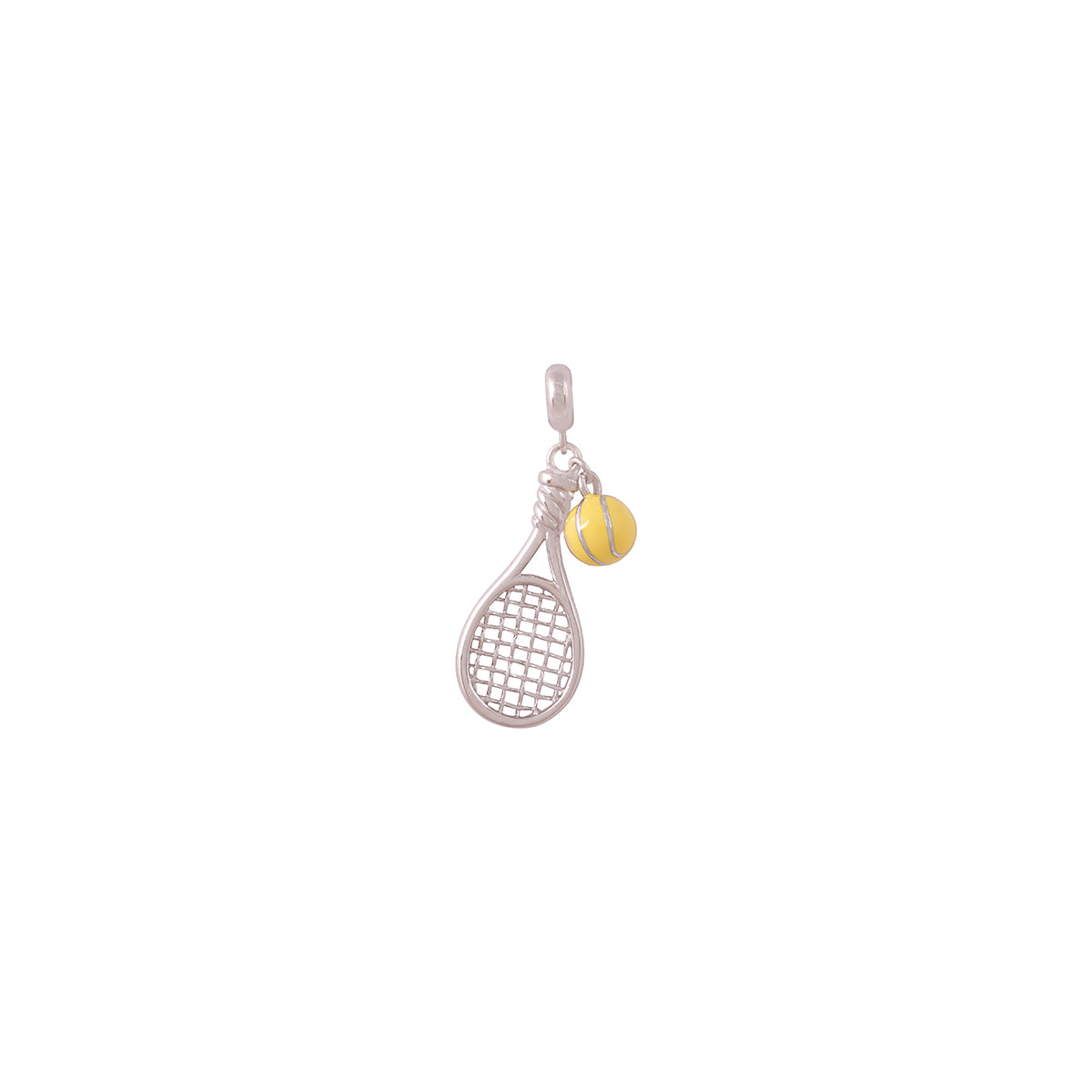 925 Sterling Silver Miniature Tennis Racket Ball Accent Pendant for Women