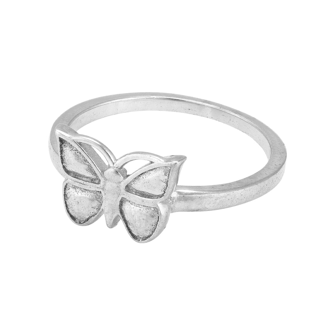 925 Sterling Silver Minimal Polished Butterfly Motif Raised Wing Ring for Women