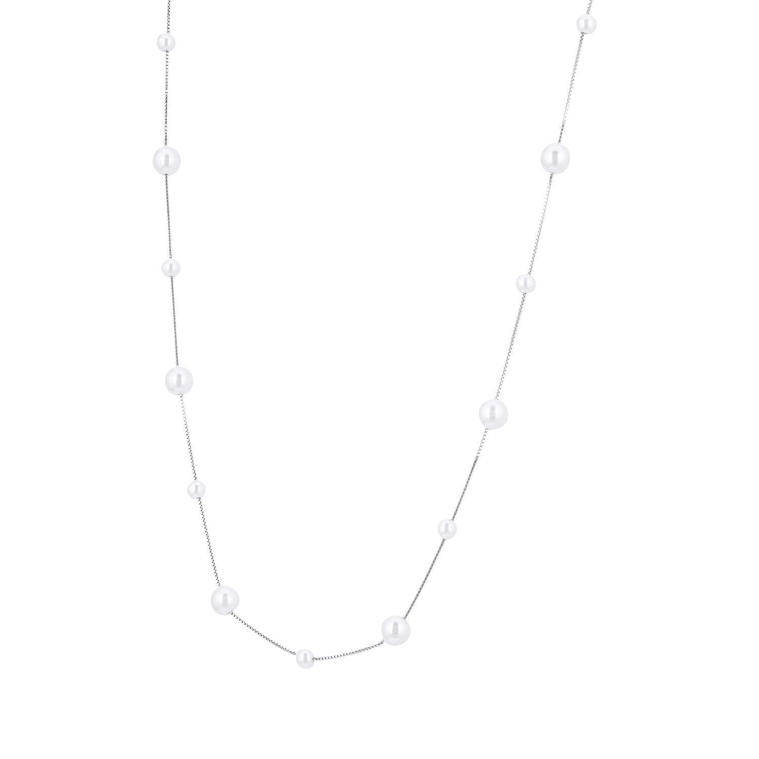 925 Sterling Silver Minimalist Pearl Drizzle Chain For Women