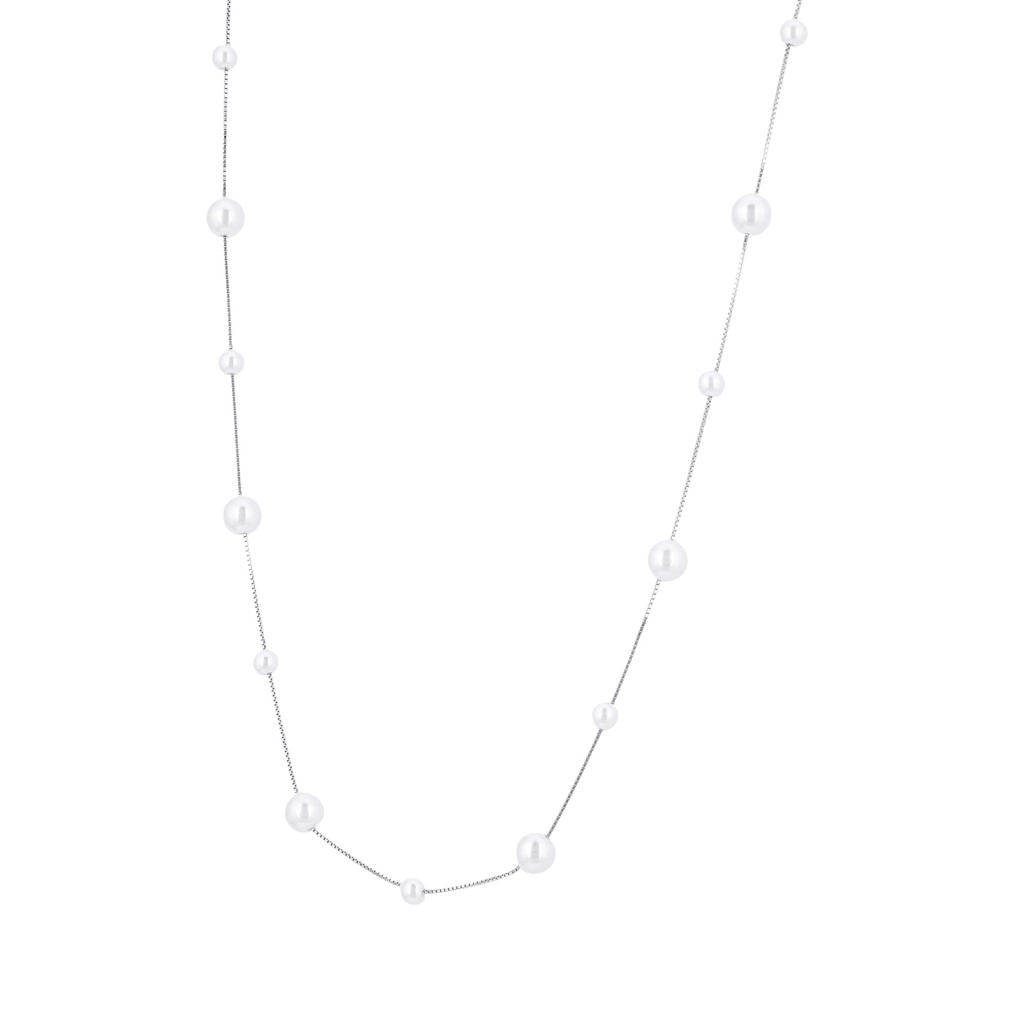 925 Sterling Silver Minimalist Pearl Drizzle Chain For Women