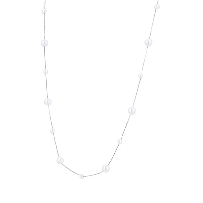 925 Sterling Silver Minimalist Pearl Drizzle Chain For Women