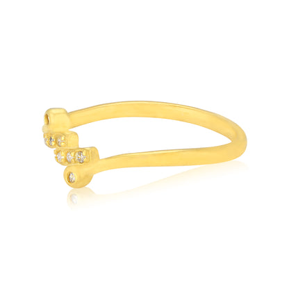 925 Sterling Silver Modern Dash Gold Plated Ring for Women
