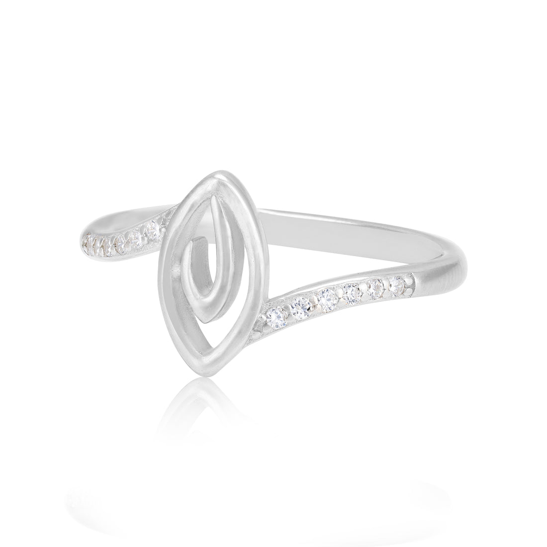 925 Sterling Silver Modern Fluid Frame Stone Band Ring for Women
