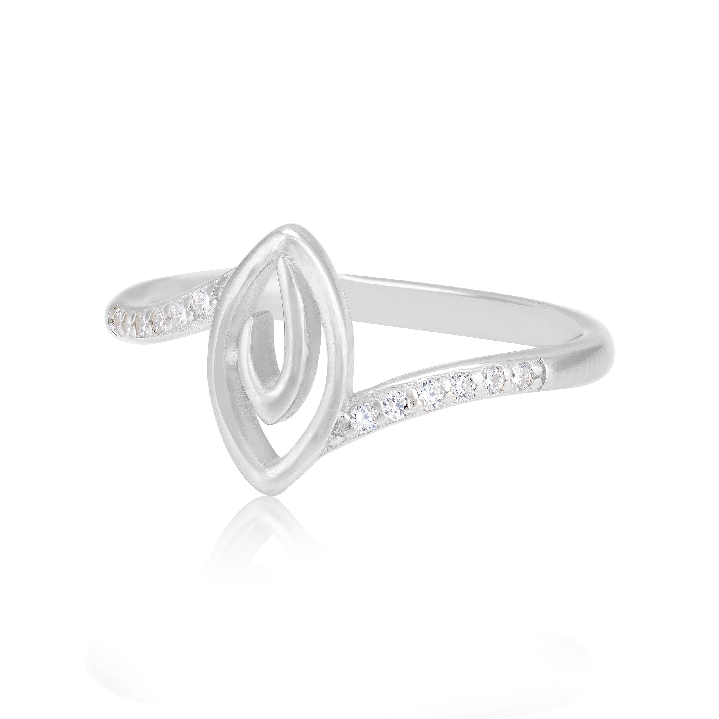 925 Sterling Silver Modern Fluid Frame Stone Band Ring for Women