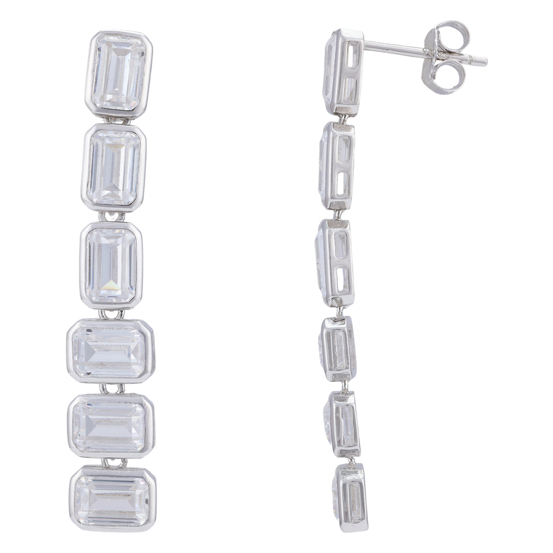 925 Sterling Silver Modern Geometric Rectangle Stone Dangler Earring for Women