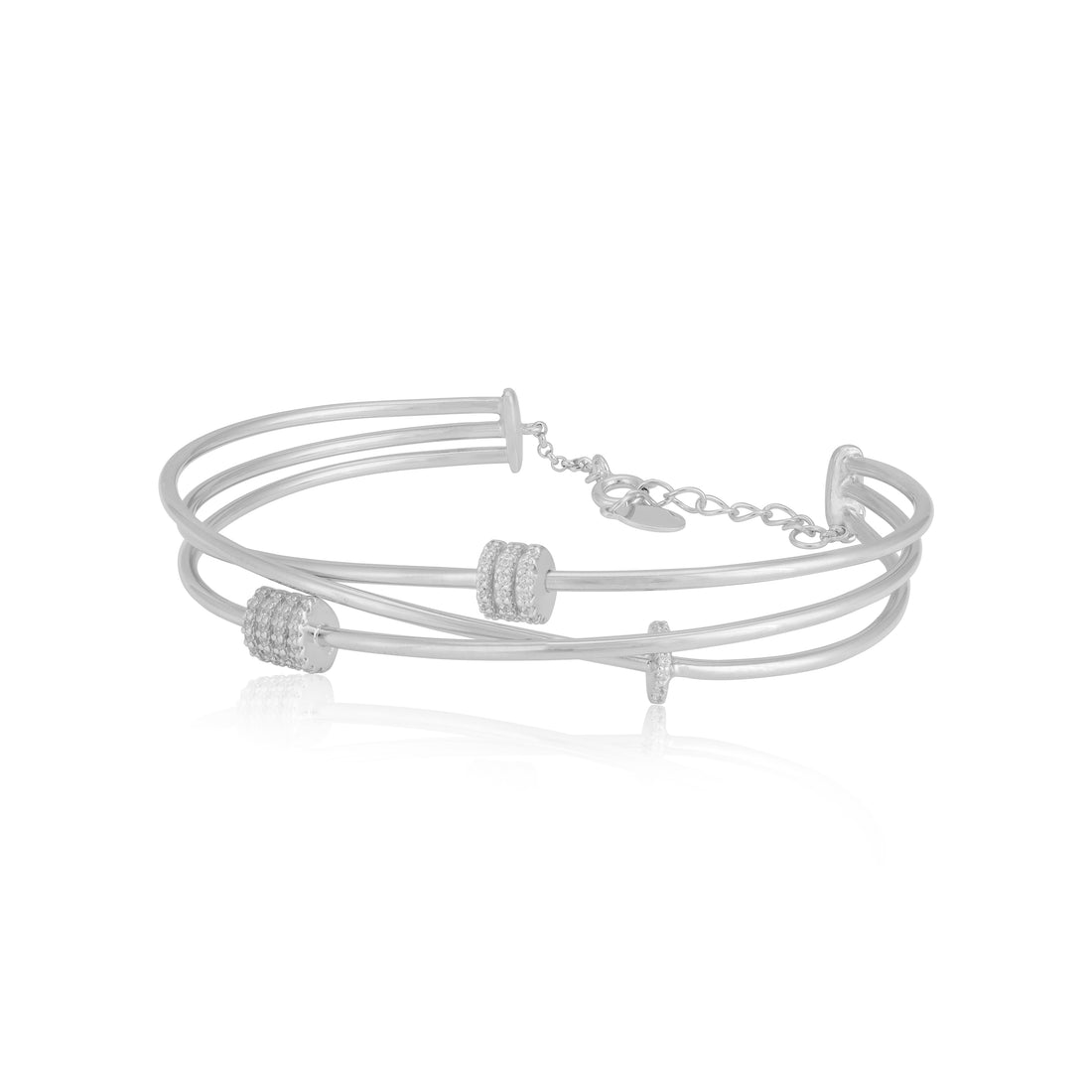 925 Sterling Silver Modern Multi Wire Bracelet for Women