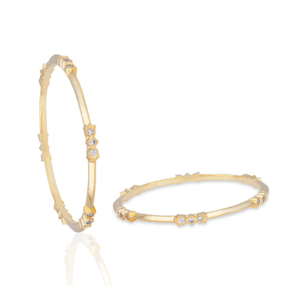 925 Sterling Silver Modern Muse Stone Gold Plated Bangle for Women