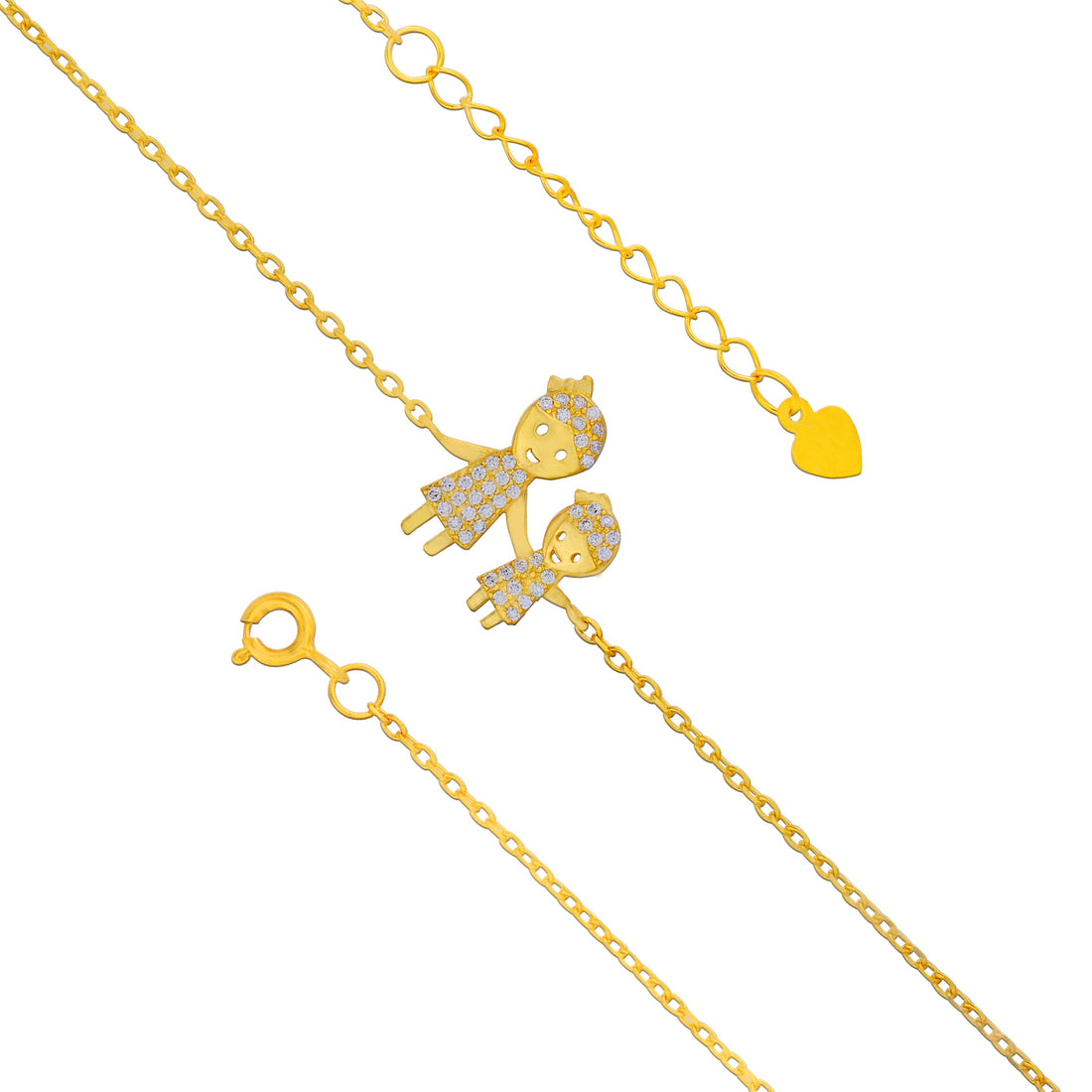 925 Sterling Silver Mommy and Me Gold Plated Bracelet For Kids
