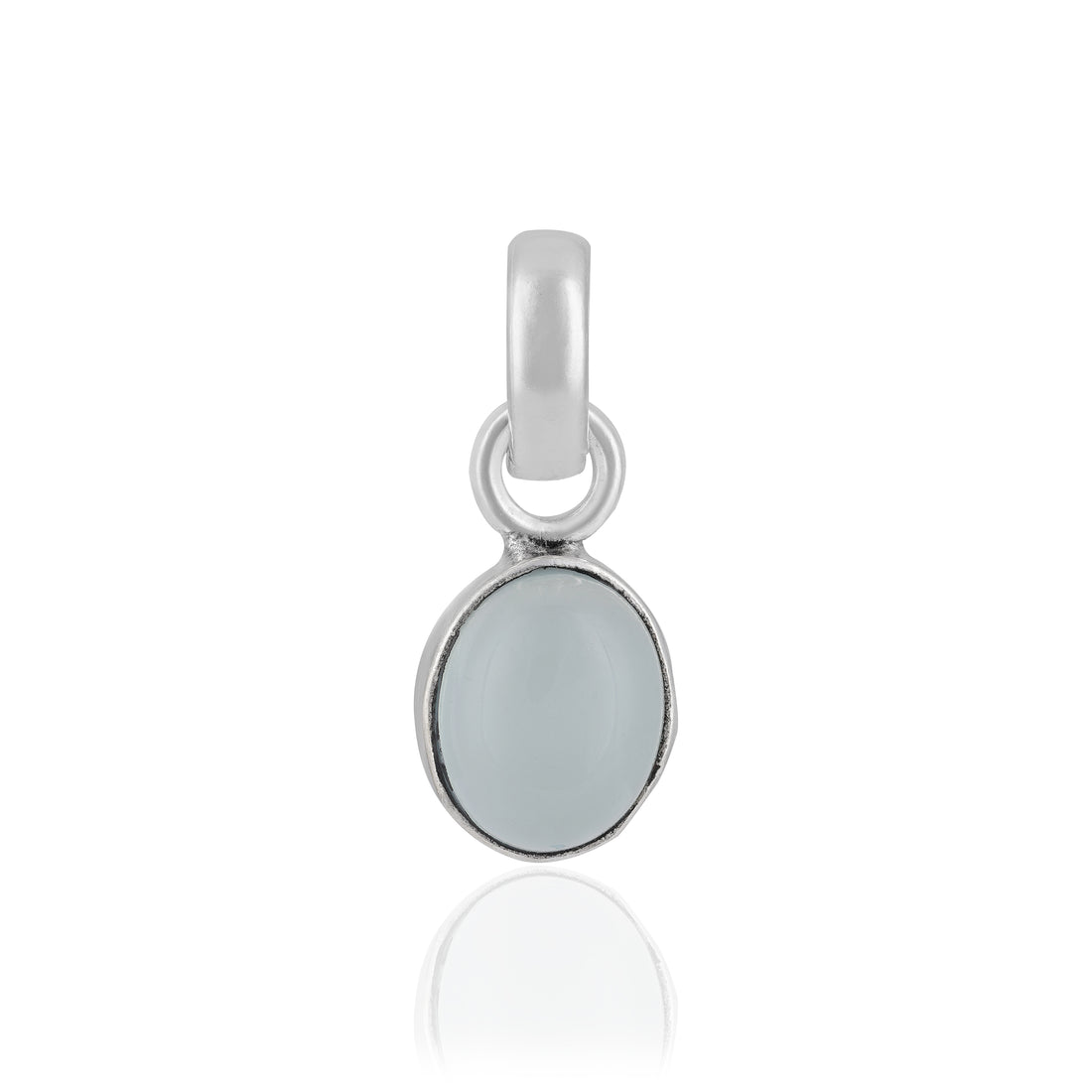 925 Sterling Silver Moonstone Oval Cut Rhodium Plated Pendant For Women