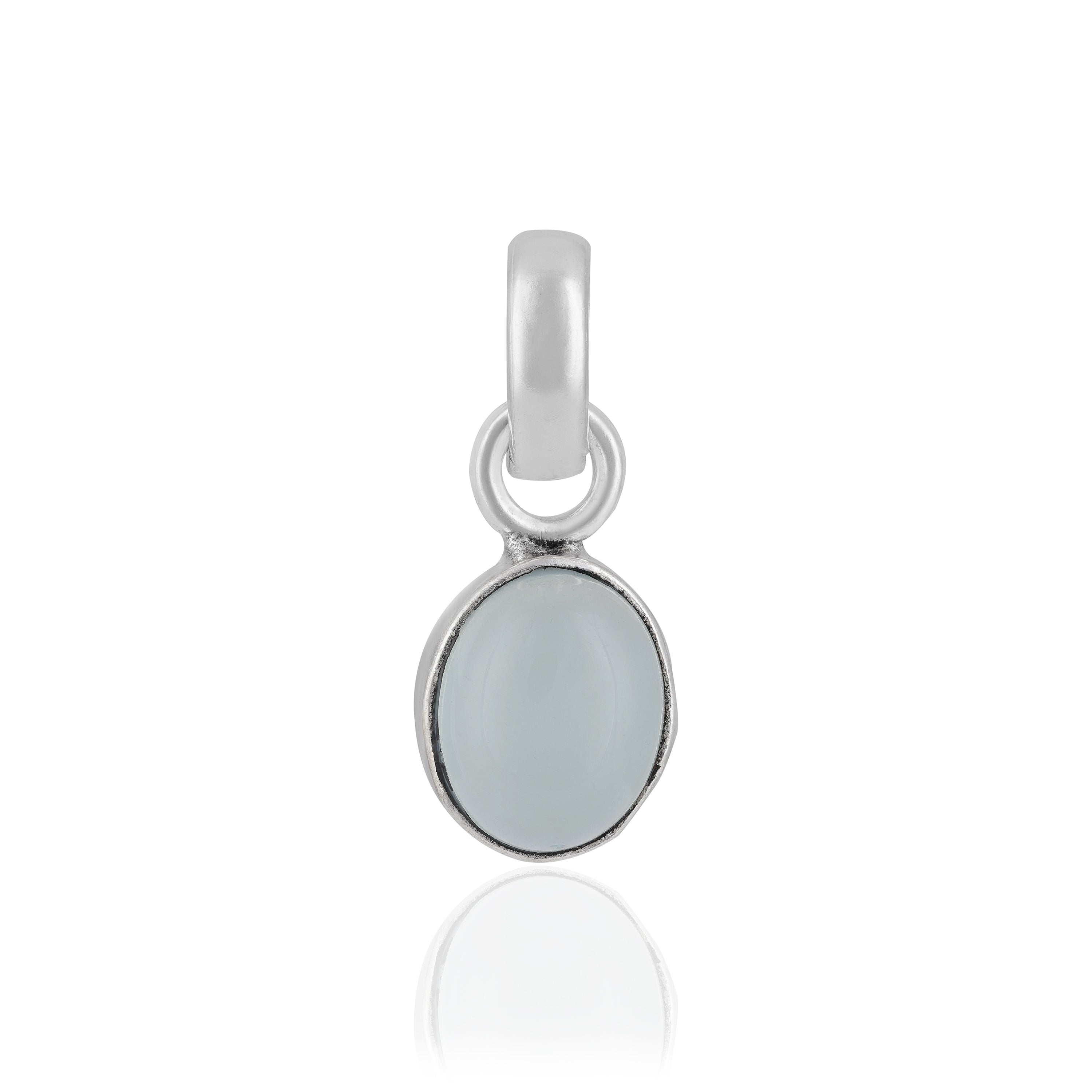 925 Sterling Silver Moonstone Oval Cut Rhodium Plated Pendant For Women