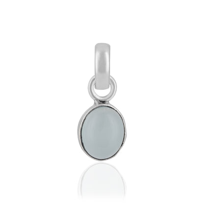 925 Sterling Silver Moonstone Oval Cut Rhodium Plated Pendant For Women
