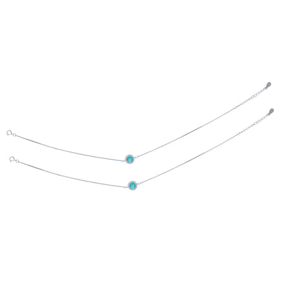 925 Sterling Silver Mystic Aqua Glow Anklet For Women