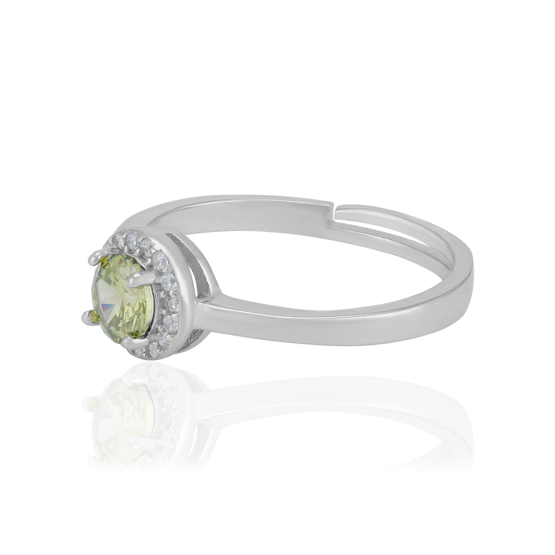 Sterling Silver November Month Circle Peridot Birthstone Ring For Women