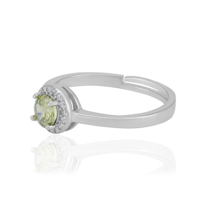 Sterling Silver November Month Circle Peridot Birthstone Ring For Women