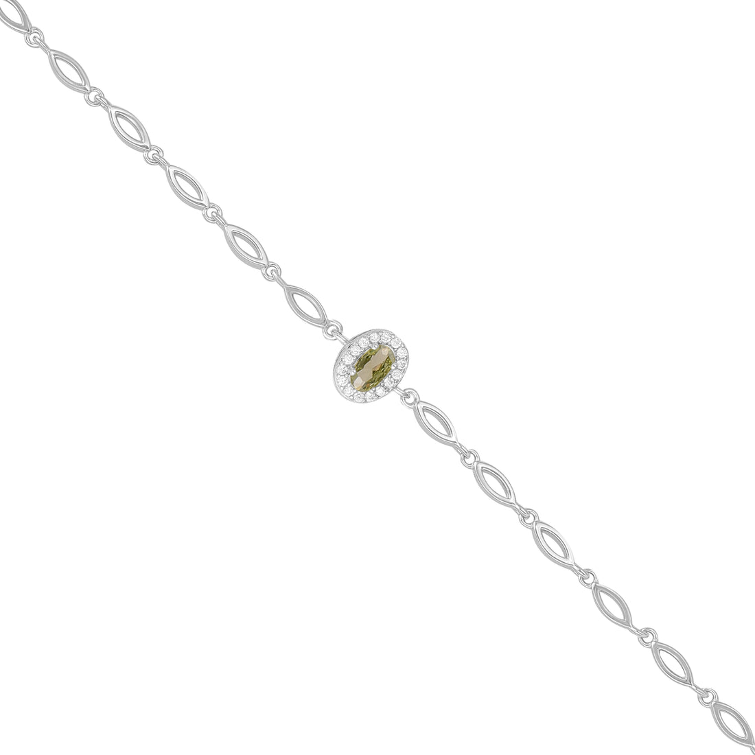 925 Sterling Silver November Month Oval Peridot Birthstone Bracelet For Women