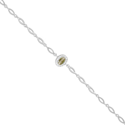 925 Sterling Silver November Month Oval Peridot Birthstone Bracelet For Women